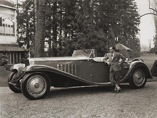 The mighty Type 41 Royale with Jean Bugatti posing in 1932.